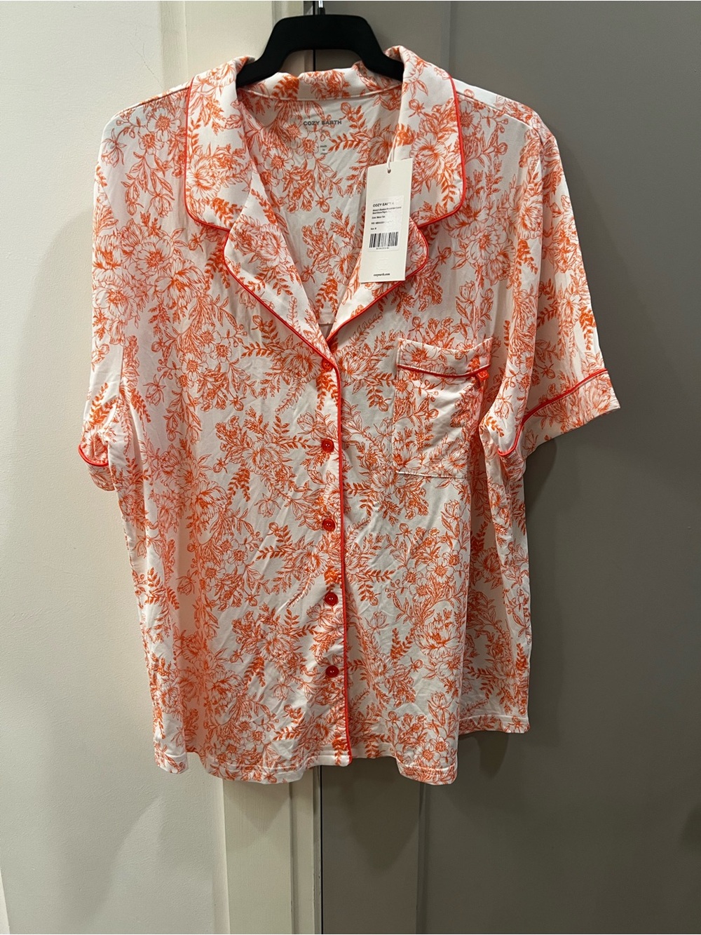 NWT Cozy Earth Floral Short-Sleeve Button Shirt *has callout*